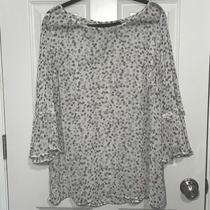 White & Grey Polkadot Blouse